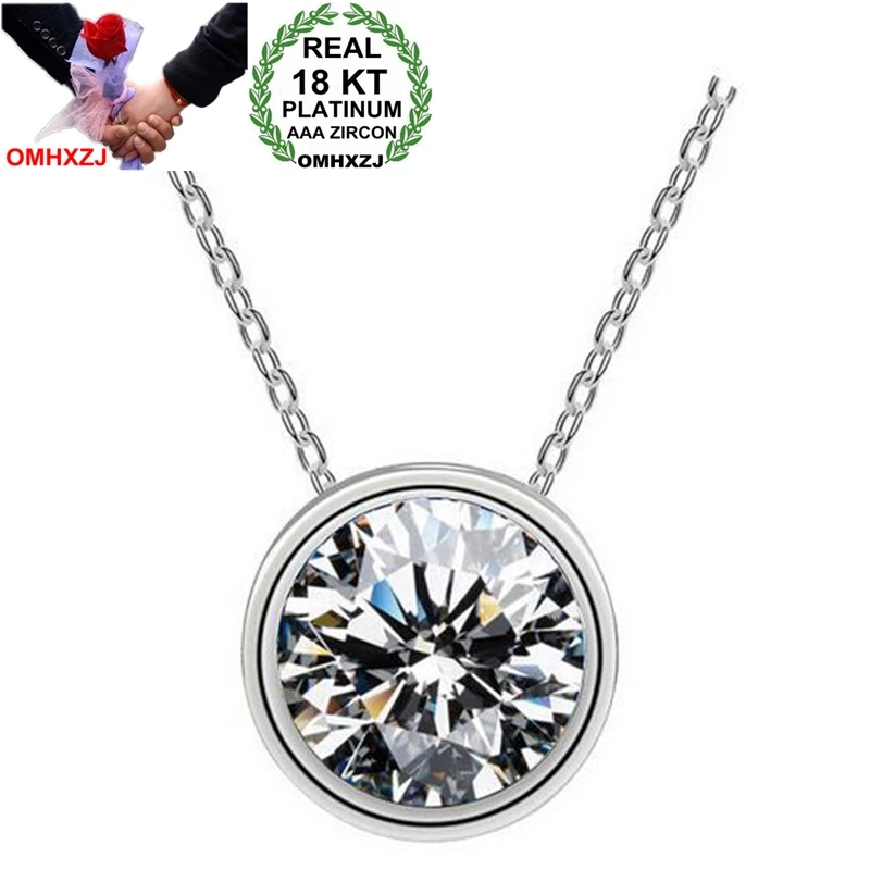 

OMHXZJ Wholesale Token Of Love AAA Zircon Crystal 18KT Platinum Silver Gold Fashion kpop Women Wild Bride Trendy Necklace NE77