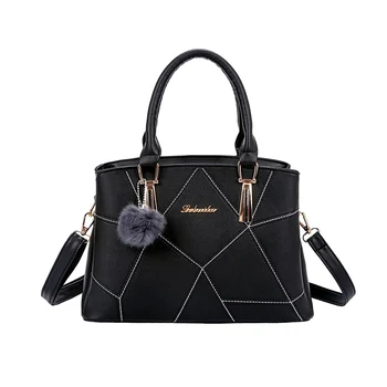

Women PU Leather Handbags Ladies Large Shoulder Bags Hair Ball Crossbody Bag FA$3