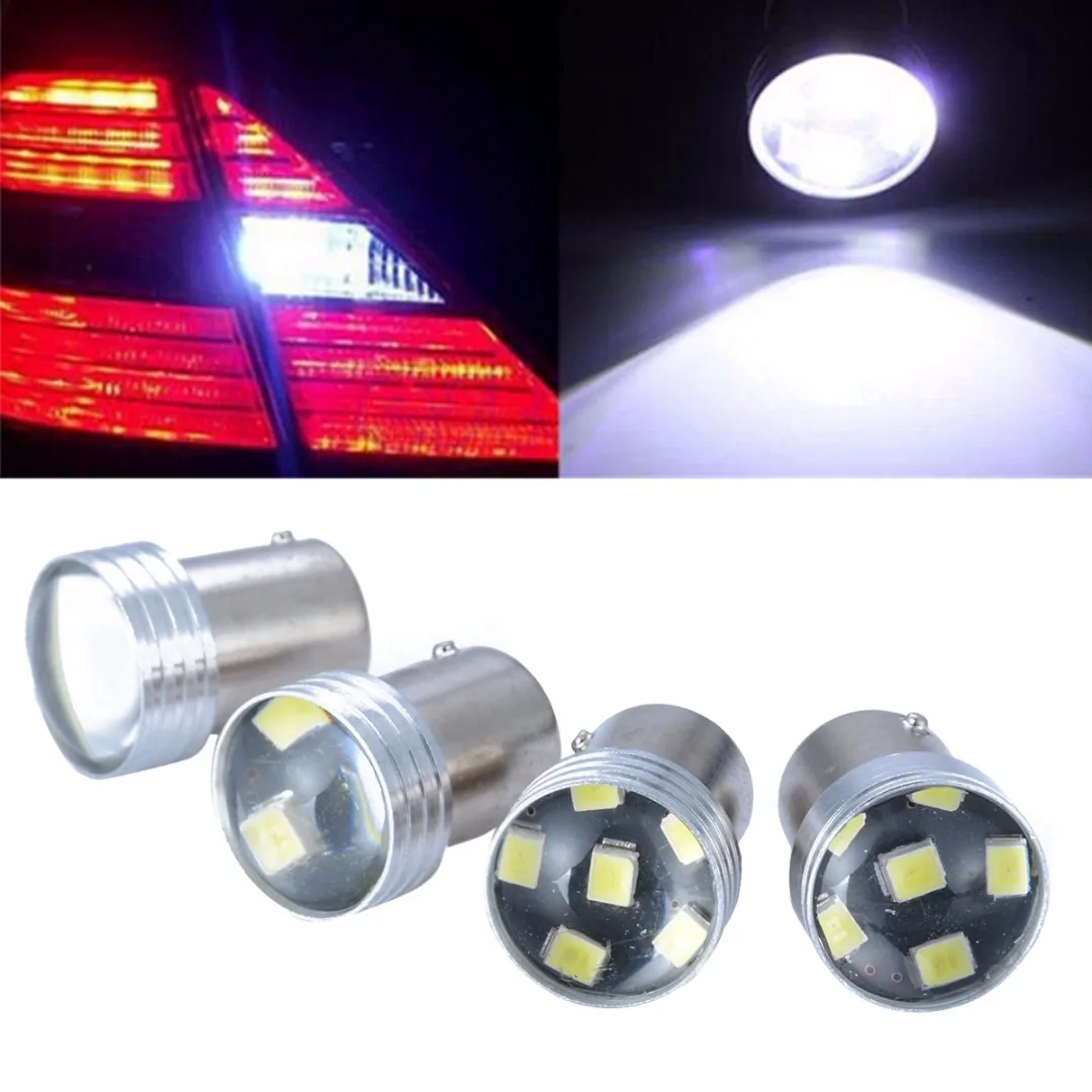 4pcs 1156 2835 6LED Canbus Error Backup Reverse Turn Signal Light Projector Bulb White 7528 BA15S P21W