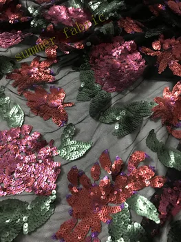 

Sequins flower Embroidered Tulle Fabric A1852517 Net Cloth African French Lace Fabric High Quality