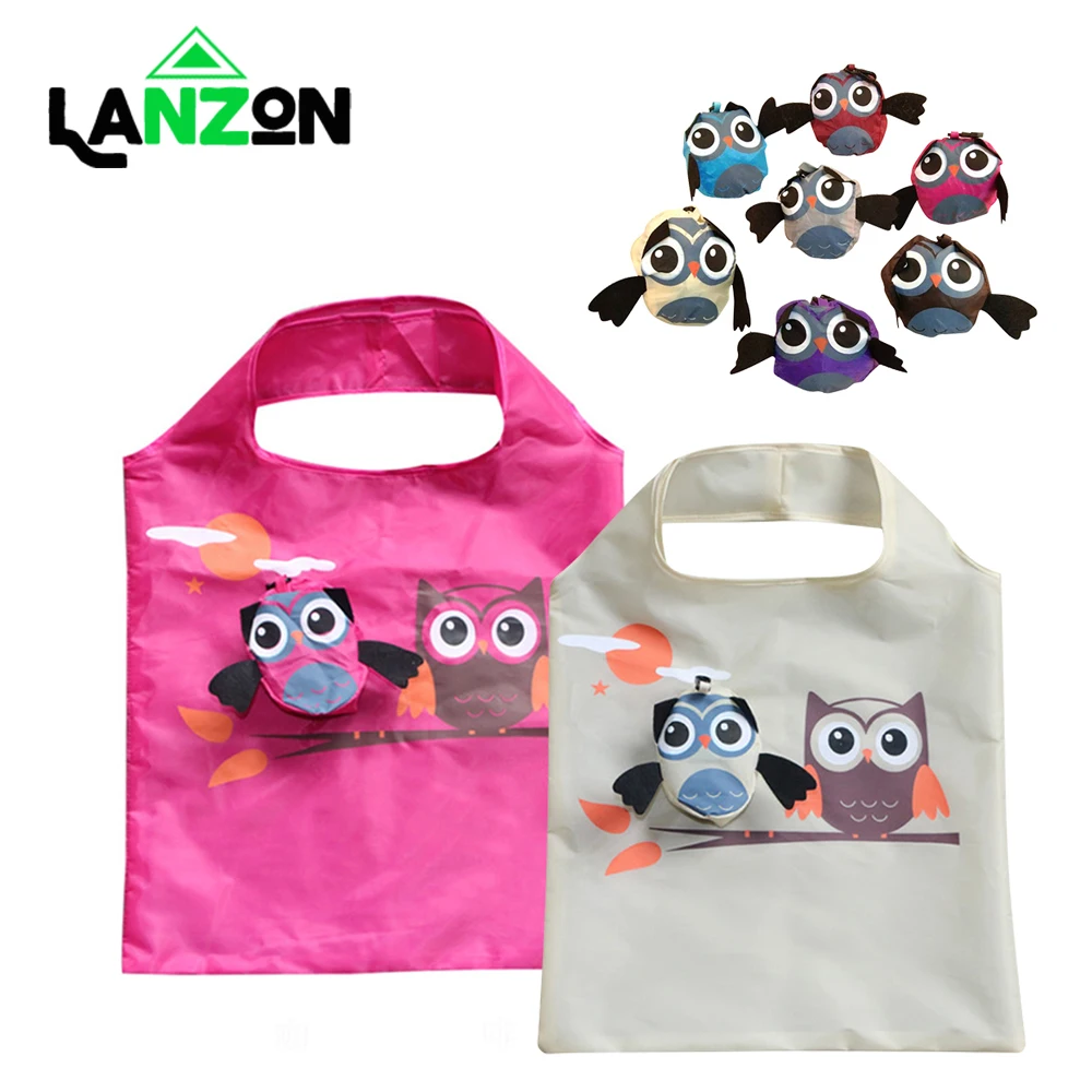 

Cute Animal Owl Shape Folding Shopping Storage Eco Friendly Ladies Gift Foldable Reusable Tote Bag Portable Travel Shoulder Bag