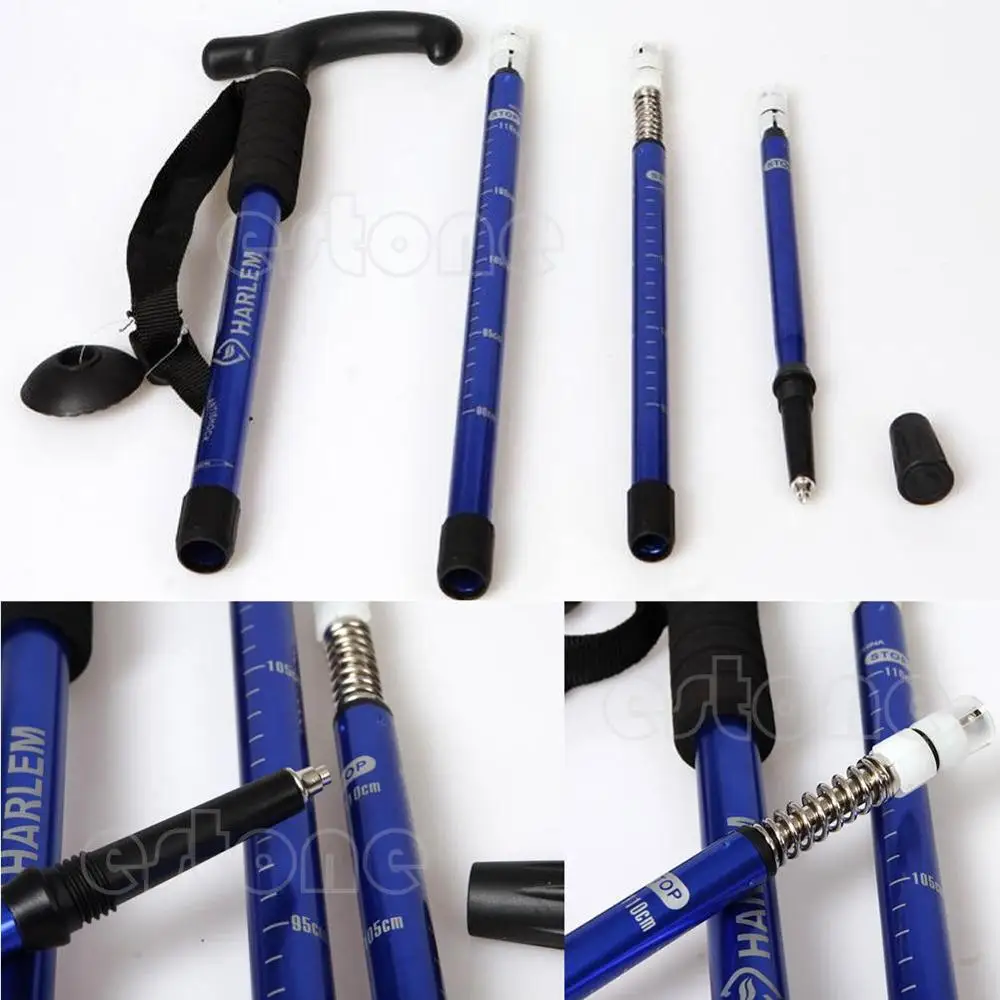 Caña de Anti-Shock senderismo bastón de senderismo muletas ajustable útil Trekking pole-W128
