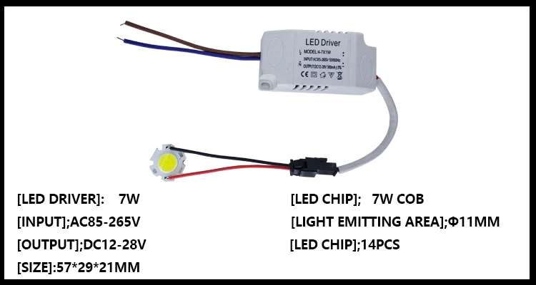 3 Вт 5 Вт 7 Вт 10 Вт COB светодиодный+ драйвер Источник питания встроенное освещение постоянного тока 85-265 в выход 300 мА трансформатор