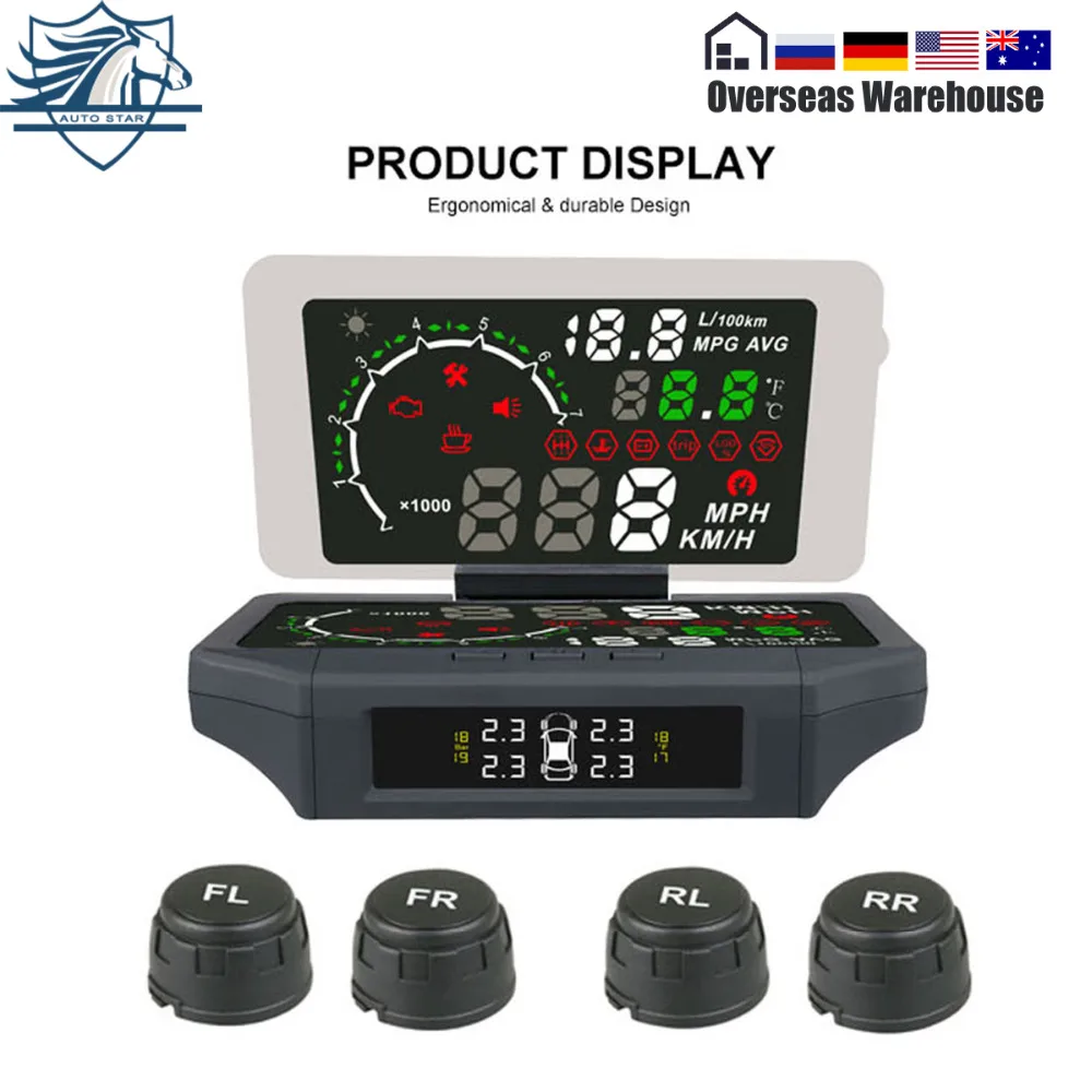 

AUTOOL X360 Car hud car speed projector Head Up Display AUTO HUD Holder Mount with TPMS Monitor KMH/MPH LCD color display