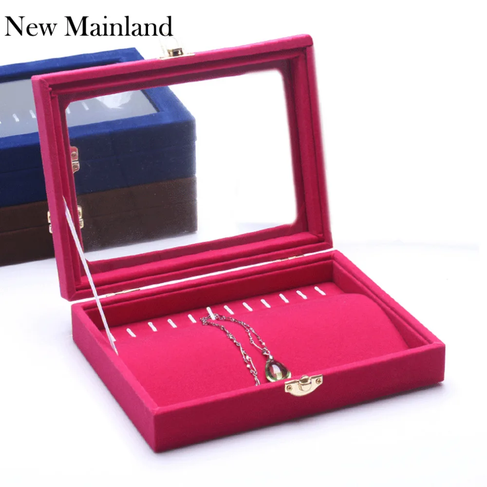 Necklace Display Boxes Bracelet Holder Pallet Jewelry Box Jewelry Display Box  Velvet Lid Pendant Organizer Case with Cover