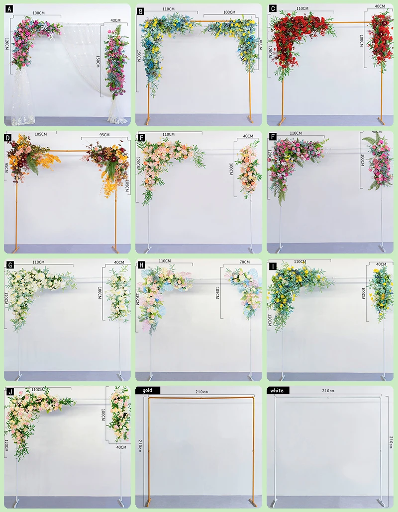 JAROWN Artificial Silk Flower Wrought Iron Stand Flower Row Set Outdoor Decorative Wedding Flower Arches Floral Welcome Decoration (14)