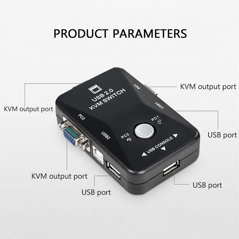 Универсальный 2 Порты и разъёмы VGA USB KVM переключатель USB 2,0 ручной VGA распределительной коробки 1920*1440 для Мышь клавиатура монитор адаптер для