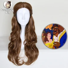 Beauty and the Beast Princess Bella wig Cosplay Costume Women Long Wavy Brown Synthetic Hair Halloween Party Role Play wigs