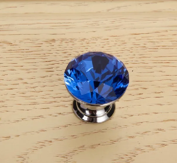 10Pcs Lot 25mm Crystal Glass Door Knobs Handle Blue Drawer Kitchen Screw Set