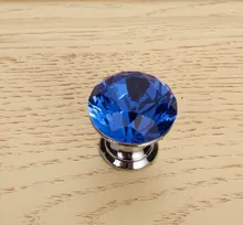 10Pcs Lot 25mm Crystal Glass Door Knobs Handle Blue Drawer Kitchen Screw Set