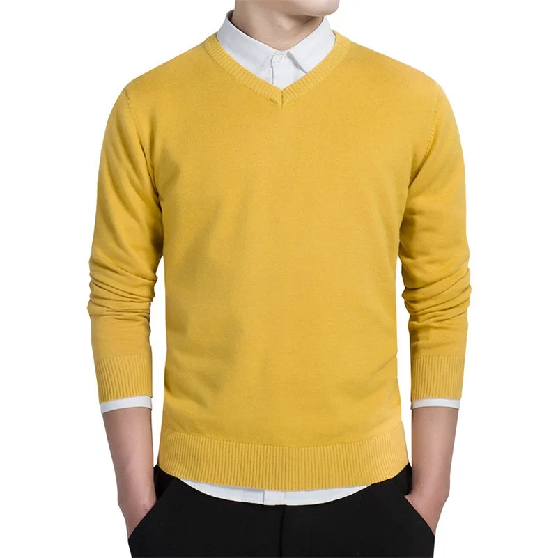 

2018 Autumn Fashion Casual Men Sweaters Pullover Slim Fit 100% Cotton Solid Men Sweaters Pullover Plus Size 3XL