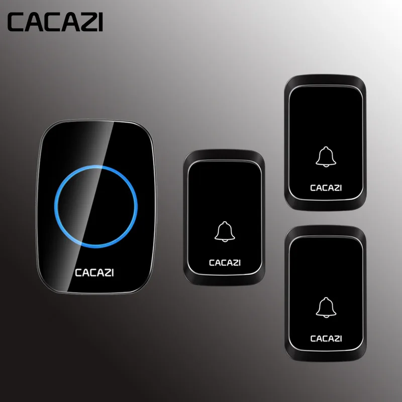 

CACAZI Waterproof Wireless Doorbell 300M Remote LED Light Home Cordless Doorbell US EU UK Plug 58 Chime 2 3 4 Button 1 Receiver