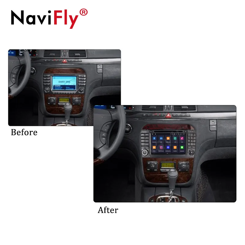 Best NAVIFly! 2 Din Android 9.0 Car dvd multimedia player GPS For Mercedes-Benz S-Class W220 S280 S320 S430 S500 S55 W215 WIFI FM RDS 3