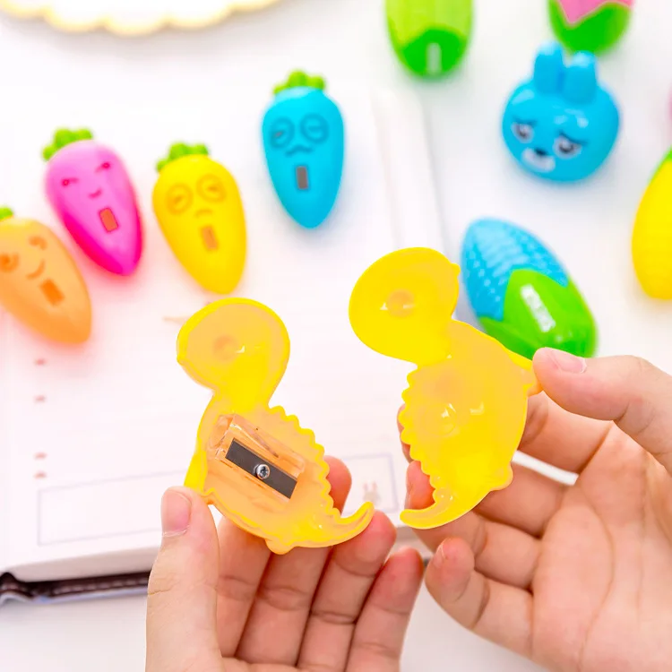 Apontador de Lápis Bonito do Dinossauro de Milho Presente dos Artigos de Papelaria Lote Cenoura Coelho Mini Mão Cortador Mecânico Faca Material Escolar 32 Pçs - 3 Material escolar e de escritório