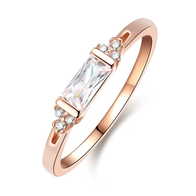 

best-selling rectangular AAA zirconia ladies ring Vintage rose gold color Rings Jewelry Wedding Band ring for women