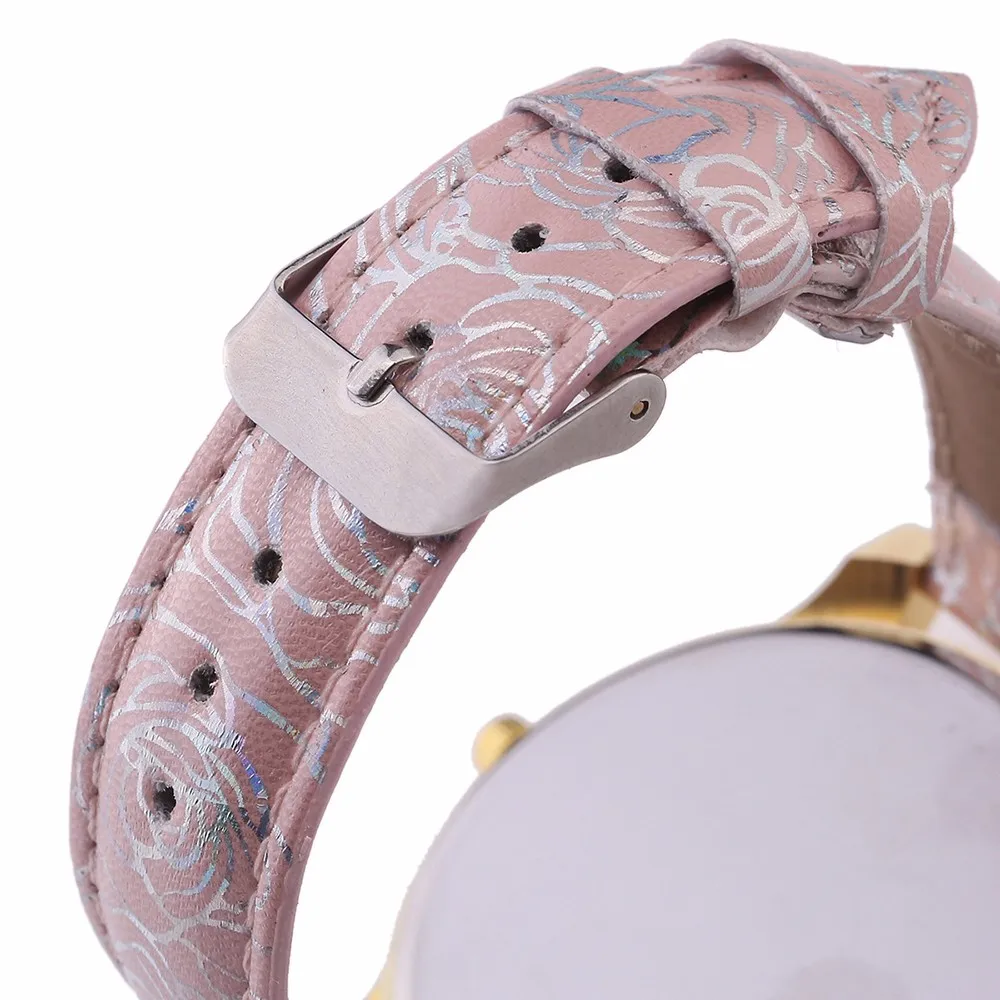 Женские часы с печатным ремешком, простые арабские цифры и цветы, изображение совы, штамп, бриллиантовый циферблат, кварцевые наручные часы, relogio a60