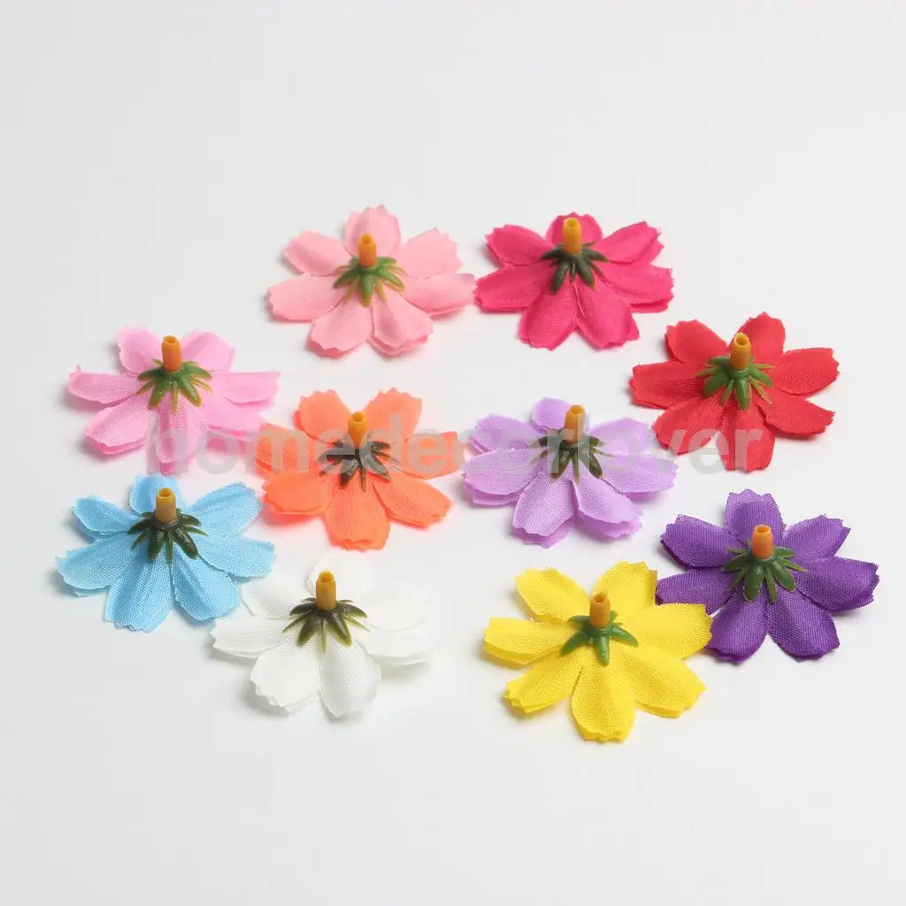 50pcs 4cm Silk Flower Daisies Flower Heads for Wedding/Car/Spring/Home/Garden Decoration Wreath DIY Floral Arts and Crafts