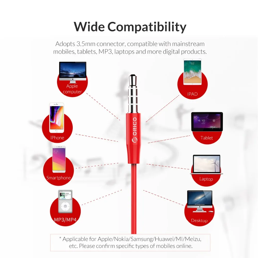 ORICO оригинальные наушники-вкладыши, бас-звук, гарнитура с микрофоном, Hifi наушники, красочные наушники для Xiaomi iPhone samsung huawei