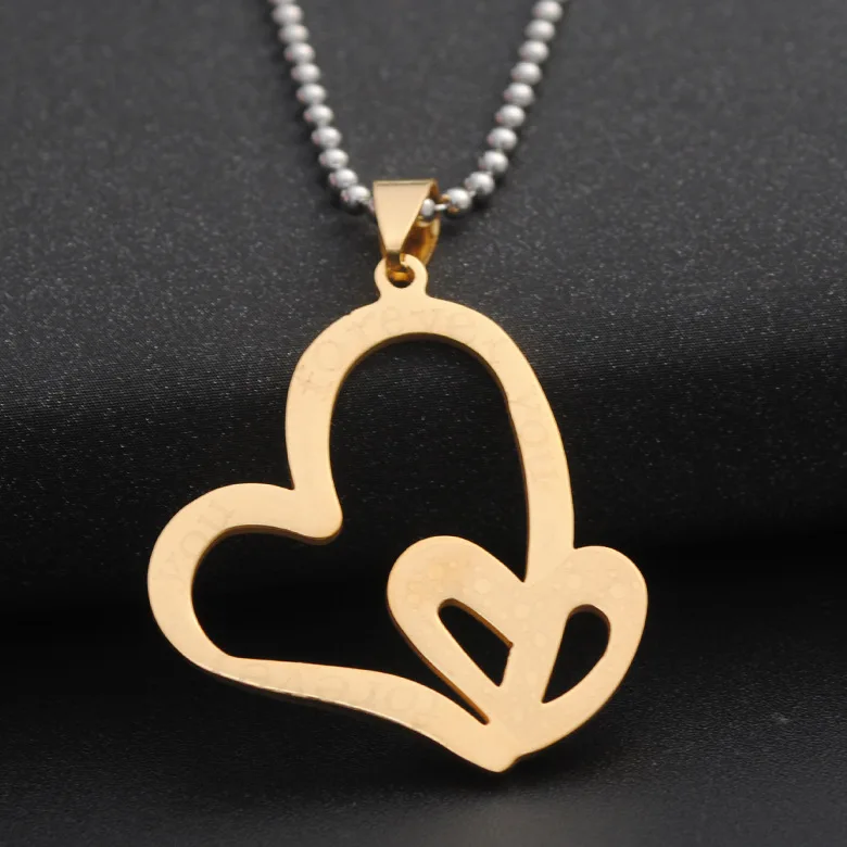 10PCS/Lot  jewelry necklace titanium steel pendant stainless steel Heart Sharp Necklace For Women Wholesale