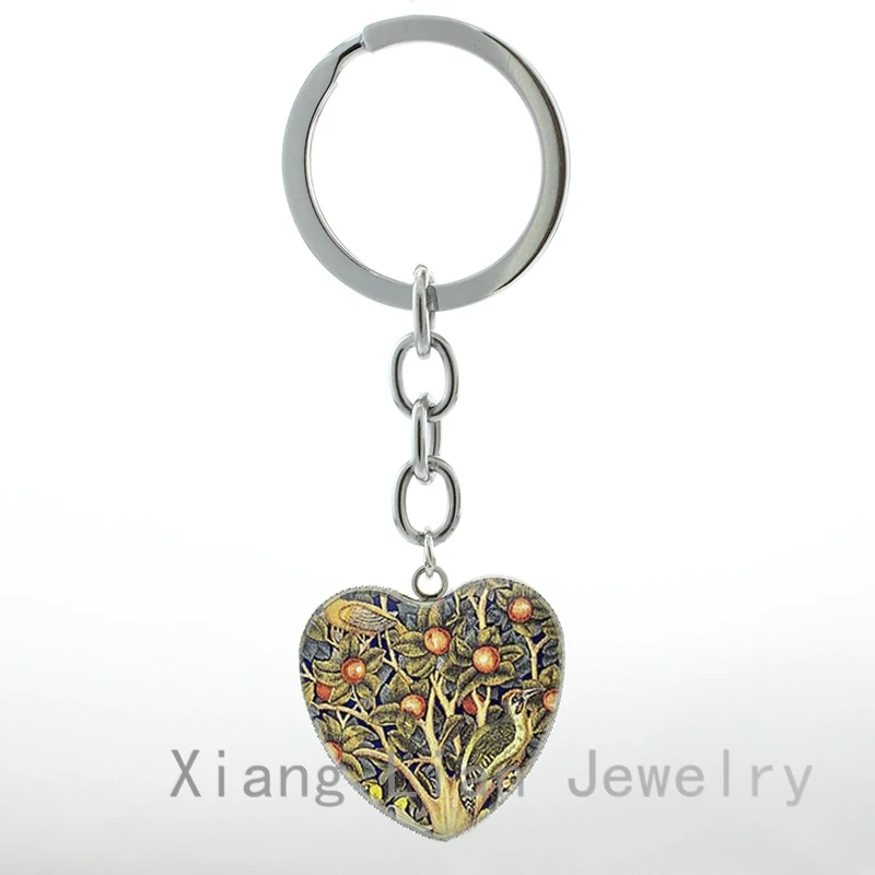 

British designers William Morris Tree Tapestry Photo keychain Art Nouveau Birds & Tree of Life Autumn key chain ring HP78