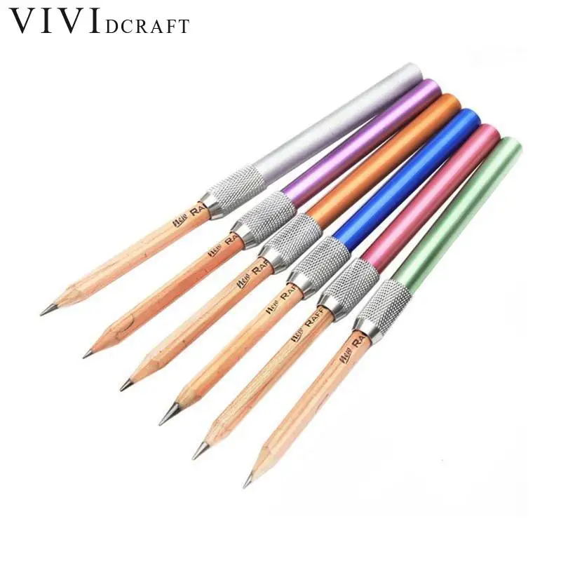 

Vividcraft School Supplies 5pcs/Pack Practical Exquisite Metal Pencil Extender Sketch Pencil Extension Pencil Grip