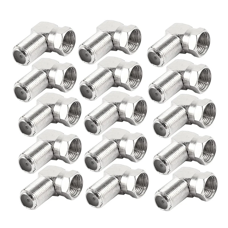 

15 Pcs F Male Plug to F Female Jack Right Angle RF Coaxial Connector