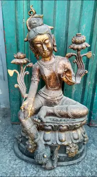 

60 cm * /China's buddhist temple copper green tara goddess guanyin Buddha
