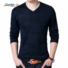 Covrlge, мужской свитер, осень, новинка, длинный рукав, Мужская одежда, пуловер, для мужчин, v-образный вырез, шерсть, бренд Slimfit, мужская Трикотажная рубашка поло, MZL003