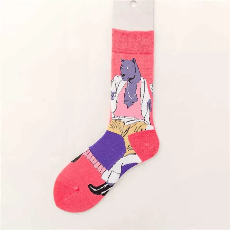 PEONFLY Креативные мужские Разноцветные полосатые удобные носки из хлопка с рисунками из чесаного мультфильма, подарок на свадьбу, повседневные сумасшедшие забавные носки - Цвет: 2120C
