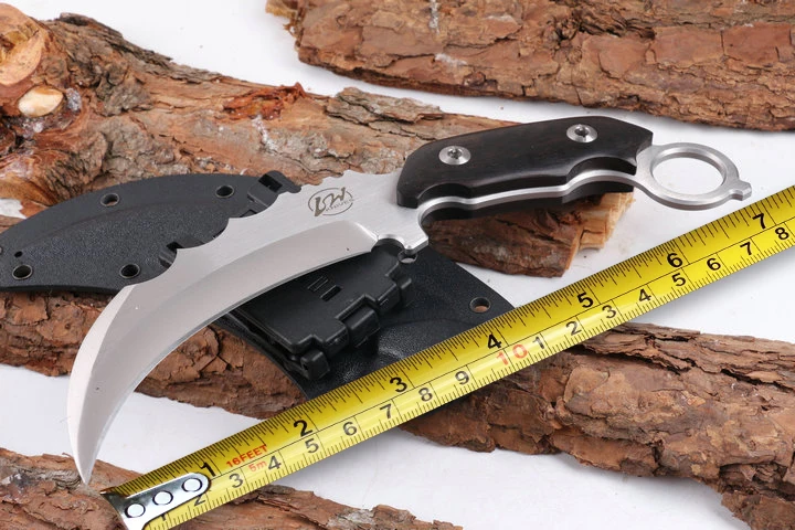

L.W Karambit Tactical Survival Knife,440C Blade Ebony Handle Camping Knife,Hunting Fixed Knives.