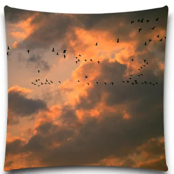 

Birds flying in the setting sun 2D print creative Pillow case Square cotton polyester cushion cover 5 size 9 style