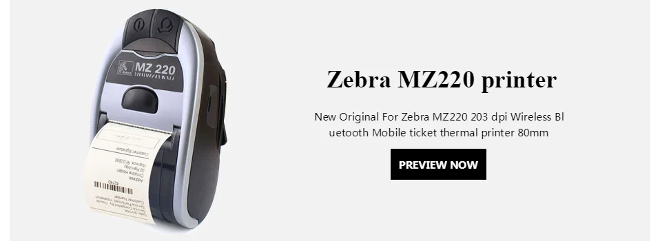 Для Zebra MZ220 беспроводной Bluetooth мобильный термопринтер для 50 мм билетов или этикеток портативный принтер 203 точек/дюйм