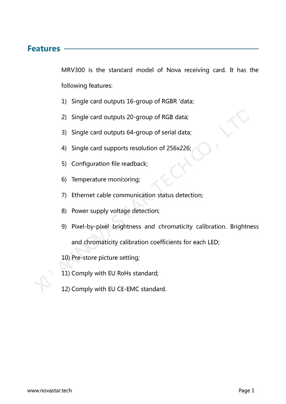 Receiving Card MRV300 Specifications-V2.1.1_01