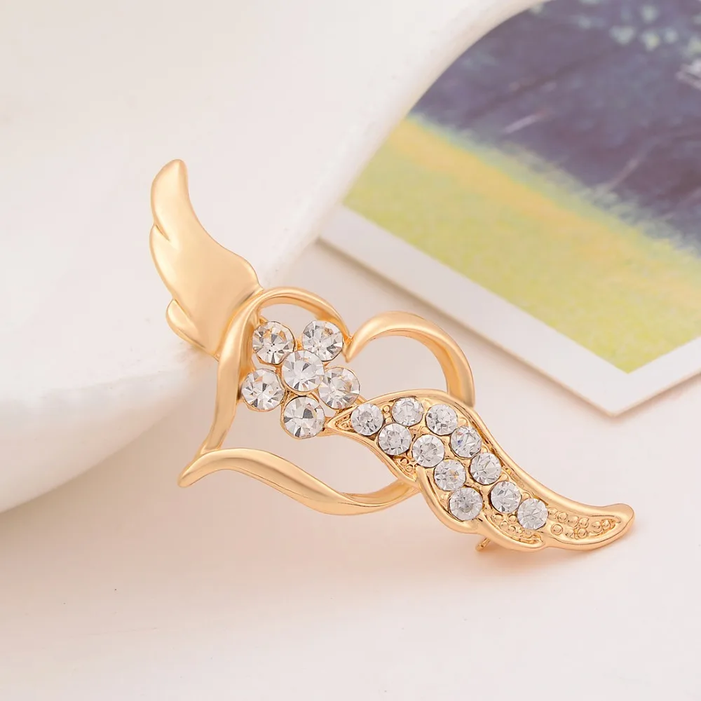 Hot Wholesale Cheap Quality Fashion Silver Gold Heart Wing Elegant