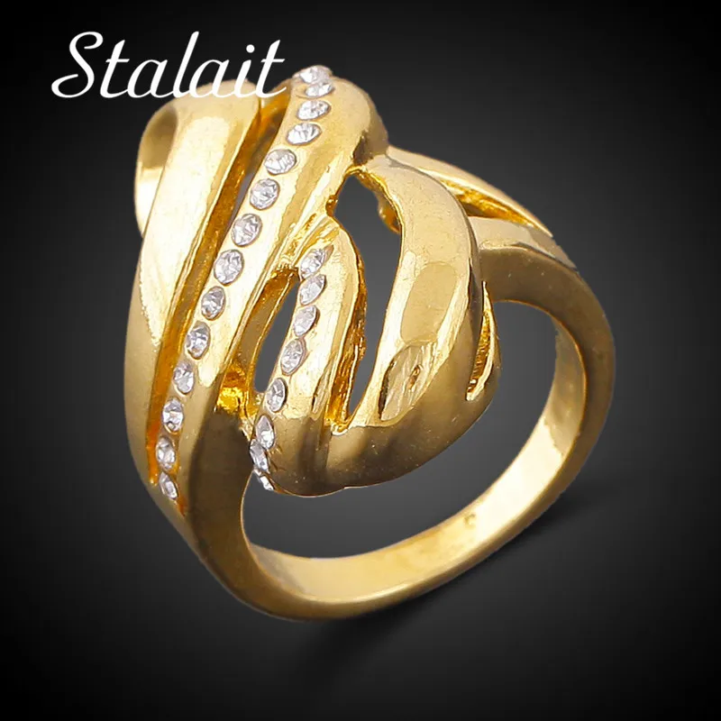 Gold Color Party Ring Dubai Couple Wedding Rings Women's Copper Ring