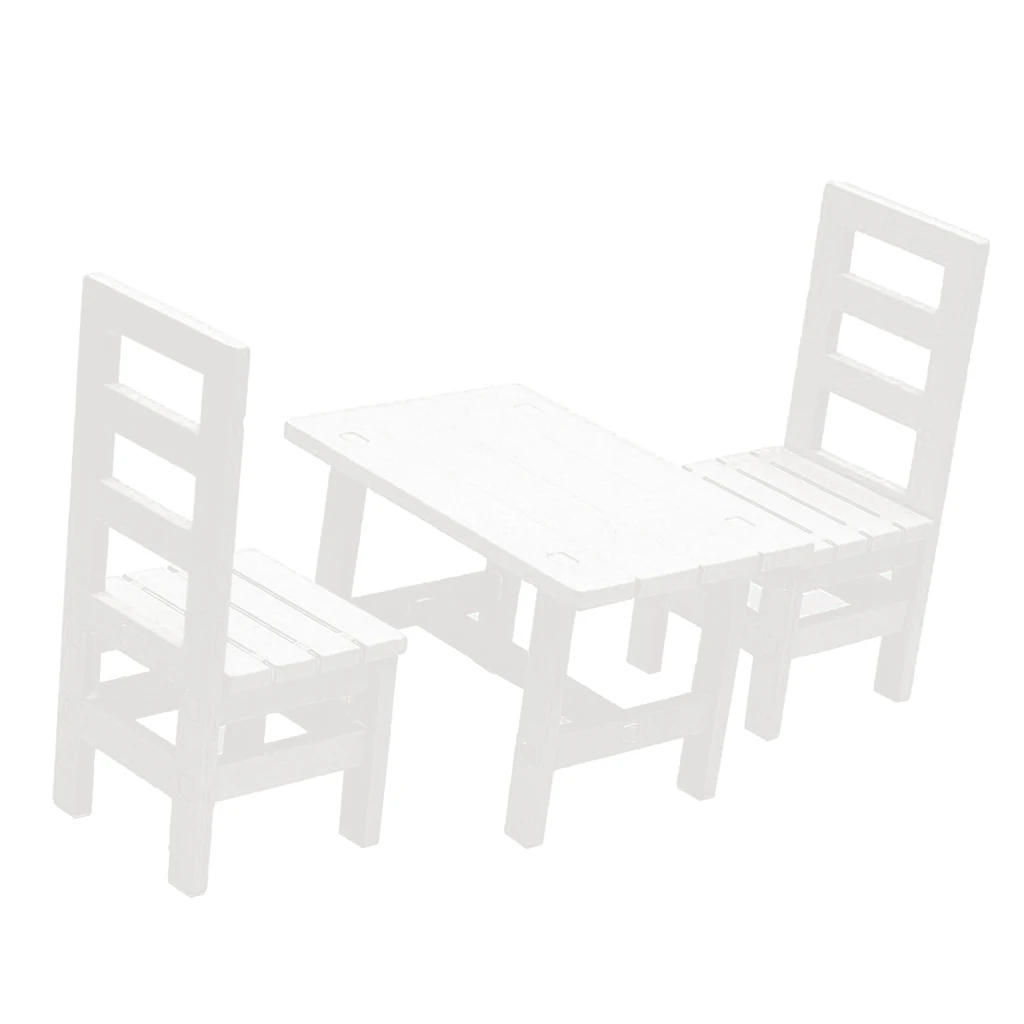 1/6 Miniature Dollhouse Mini Oblong Dining Room Table Chairs Set Kitchen Furniture Accessories