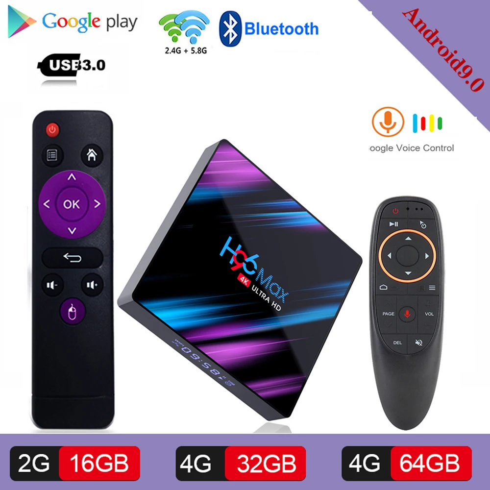 

Android Tv box 9.0 H96 MAX Rockchip 2GB 4G 16GB 32GB 64GB Android box Bluethooth 2.4/5.0G WiFi 4K 3D Google Play Smart Tv box