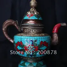 HDC0672 Непал Тибетский Декор горшок искусство, полудрагоценных чайник, 33 см, Тибет коллекционирования
