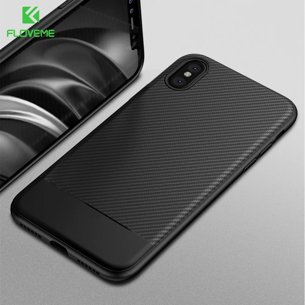 FLOVEME деловой чехол для телефона для iPhone X, 8, 7, 6s, 6, углеродное волокно, мягкая задняя крышка из ТПУ, чехол s для iPhone 10, 6, 6s Plus, 7, 8 Plus, Fundas