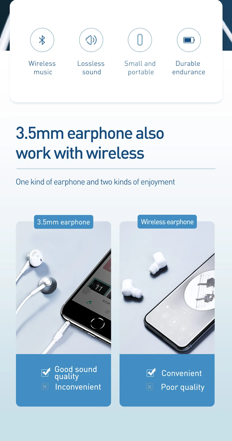 Baseus BA02 Bluetooth 3.5mm Audio Wireless adapter for Earphone Headphone Speaker Bluetooth 5.0