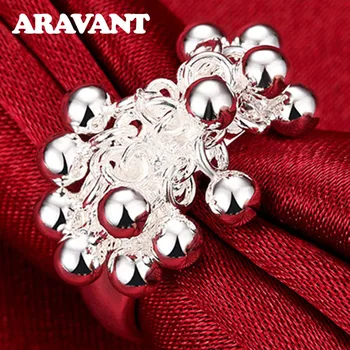 

925 Silver Grape Bead Finger Ring For Women Wedding Jewelry Valentine Gifts