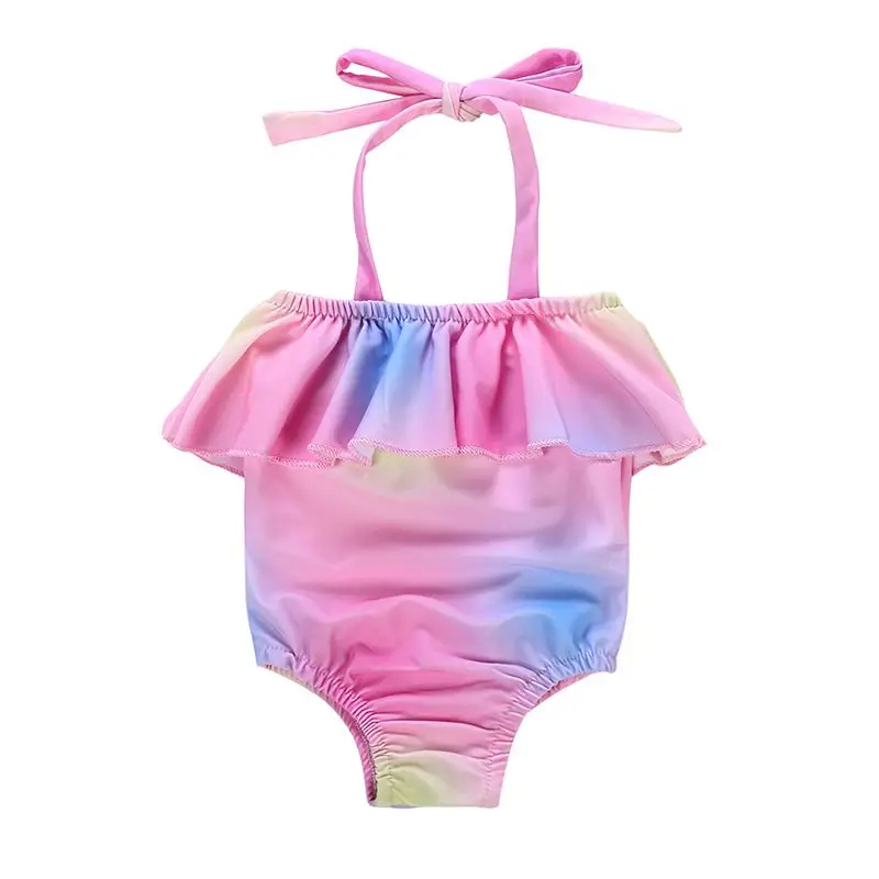 Платье для маленьких девочек Холтер галстук купальник ребенка Цвет слинг купальный костюм, для малышей Детская одежда