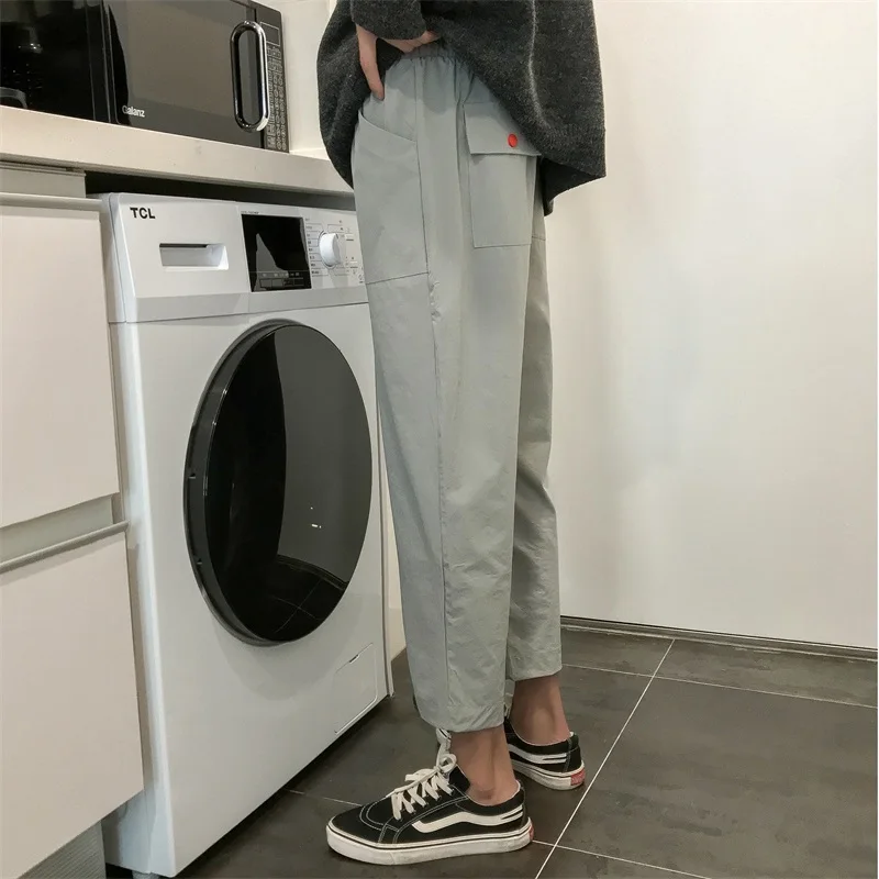 Fashion Casual Men's Straight Pants Spring And Autumn New M-2XL Wild Loose Nine Pants Gray Black Personality Youth Popular Fashion Casual Men's Straight Pants Spring And Autumn New M-2XL Wild Loose Nine Pants Gray Black Personality Youth Popular