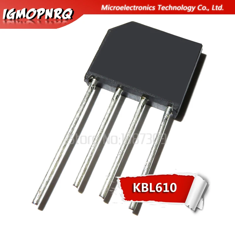 

10 шт., мостовые выпрямители KBL610, 1000 В, 6 А, новинка, оригинал