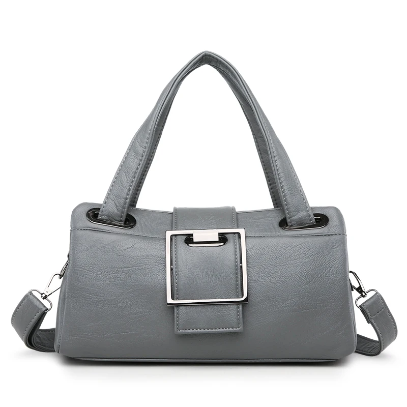 Роскошные брендовые сумки через плечо из натуральной кожи, сумки через плечо для женщин, высококачественные женские сумки из овечьей кожи, женская сумка - Цвет: Gray