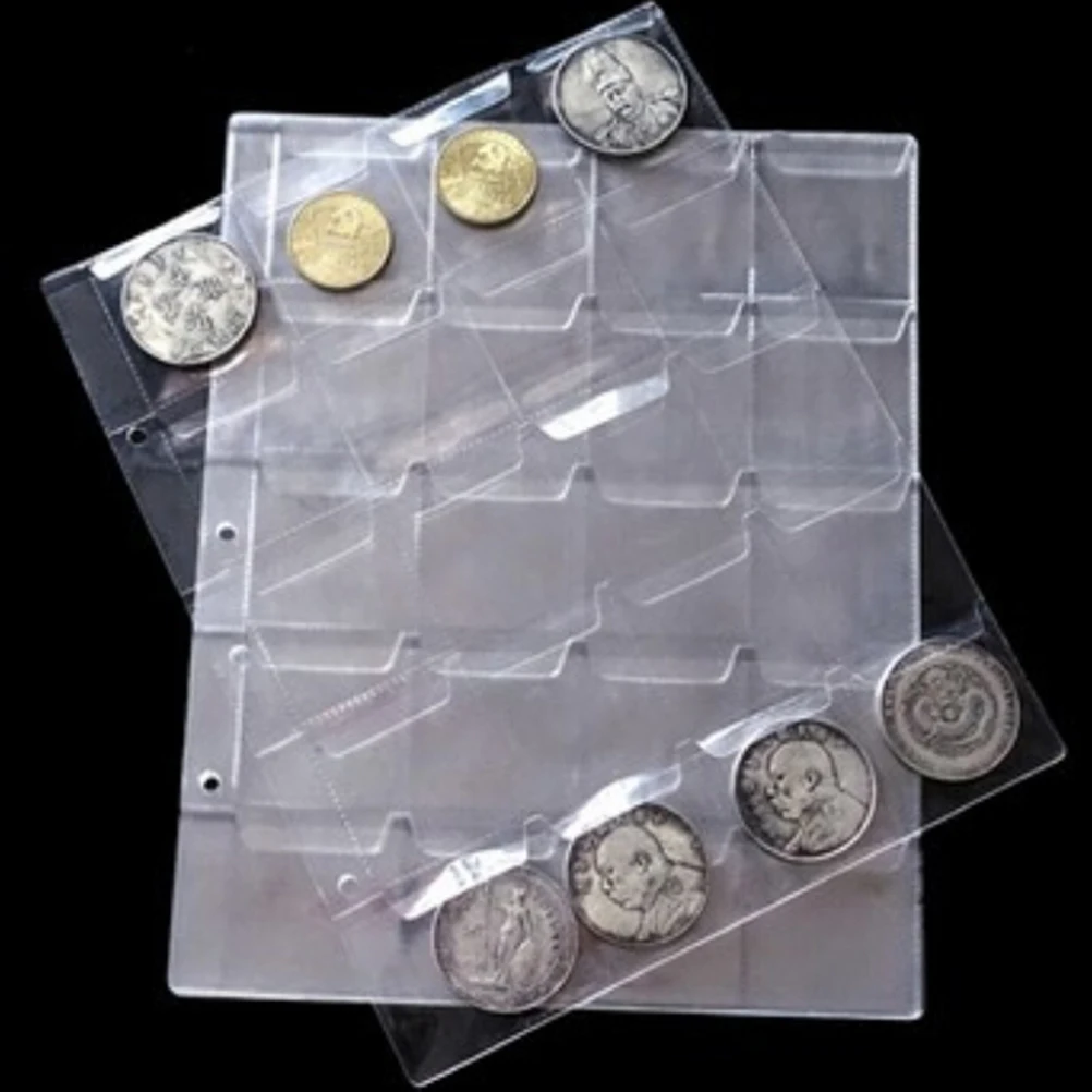 1 Sheets Coins Holders Album 20 Pockets Transparent Money Coin