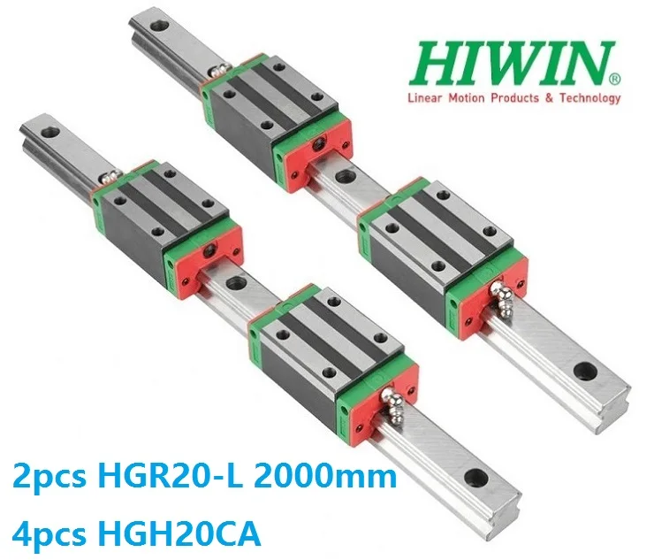 

2pcs 100% Original New Hiwin HGR20 -L 2000mm linear guide/rail + 4pcs HGH20CA linear narrow blocks for CNC router