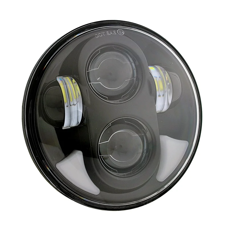 5.75" 5 3/4 Led Motorcycle Headlight Motor Black Projector Drl Bulb For