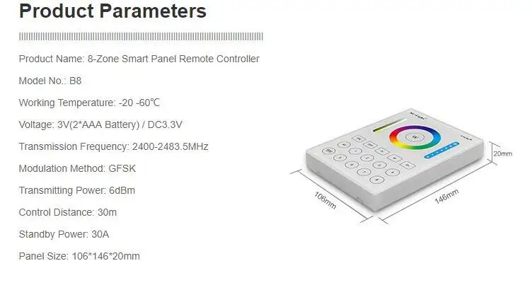 Milight B0 B1 B2 B3 B4 B8 4-Zone 8 Zone 2,4 GHz беспроводная wifi Сенсорная панель диммер/RGBW/RGB+ CCT светодиодный умный пульт дистанционного управления