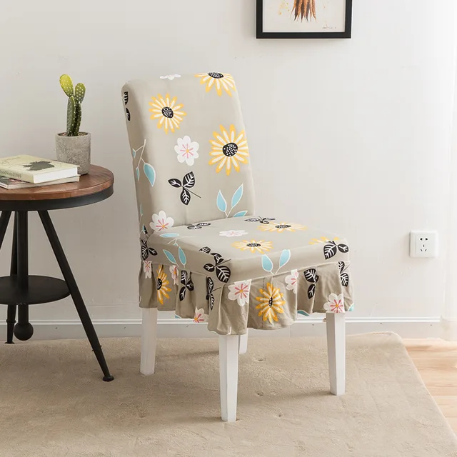 Yryie 6pc Spendex Half Skirted Dining Elastic Chair Seat Covers